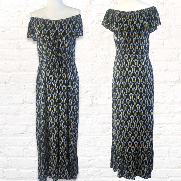 Style & Co Floral Print Gauze Tiered Maxi Dress Blue Size Medium Boho maxi dress - Picture 3 of 14